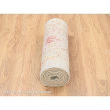 Load image into Gallery viewer, 2&#39;6&quot;x11&#39;10&quot; Pink, Hand Knotted, Persian Erased Medallion Design, Wool and Pure Silk, Oriental, Runner Rug FWR382554