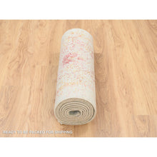 Load image into Gallery viewer, 2&#39;6&quot;x11&#39;10&quot; Pink, Persian Erased Medallion Design, Wool and Pure Silk, Hand Knotted, Oriental, Runner Rug FWR382560