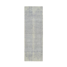 Load image into Gallery viewer, 2&#39;6&quot;x8&#39; Gray, Tone On Tone Transitional Erased Design, Jacquard Hand Loomed, Wool And Plant Based Silk, Oriental, Runner Rug FWR382572