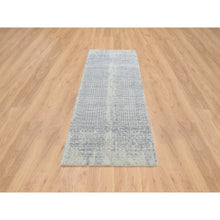 Load image into Gallery viewer, 2&#39;6&quot;x8&#39; Gray, Tone On Tone Transitional Erased Design, Jacquard Hand Loomed, Wool And Plant Based Silk, Oriental, Runner Rug FWR382572