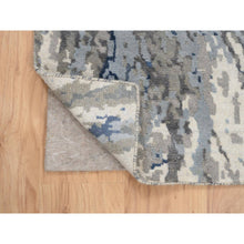 Load image into Gallery viewer, 2&#39;6&quot;x6&#39;2&quot; Denim Blue, Abstract Design, Hi-low Pile, Wool And Art Silk, Hand Knotted, Oriental, Runner Rug FWR382578
