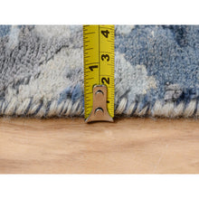 Load image into Gallery viewer, 2&#39;6&quot;x6&#39;2&quot; Denim Blue, Abstract Design, Hi-low Pile, Wool And Art Silk, Hand Knotted, Oriental, Runner Rug FWR382578