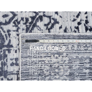 8'x10' Charcoal Black, Erased Serapi Heriz Design, Jacquard Hand Loomed, Wool and Plant Based Silk, Oriental Rug FWR382722
