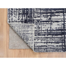 Load image into Gallery viewer, 7&#39;10&quot;x10&#39; Charcoal Black, Hand Loomed, Modern Erased Lines Design, Wool and Plant Based Silk, Oriental Rug FWR382728