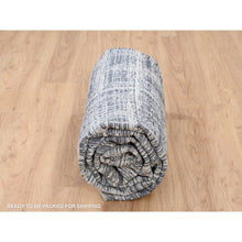 Load image into Gallery viewer, 7&#39;10&quot;x10&#39; Charcoal Black, Hand Loomed, Modern Erased Lines Design, Wool and Plant Based Silk, Oriental Rug FWR382728