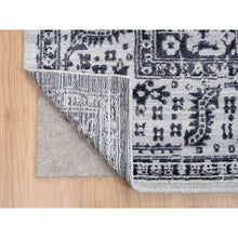 Load image into Gallery viewer, 9&#39;x11&#39;10&quot; Charcoal Black, Erased Serapi Heriz Design, Jacquard Hand Loomed, Wool and Plant Based Silk, Oriental Rug FWR382740