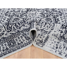 Load image into Gallery viewer, 9&#39;x11&#39;10&quot; Charcoal Black, Erased Serapi Heriz Design, Jacquard Hand Loomed, Wool and Plant Based Silk, Oriental Rug FWR382740