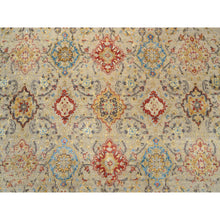 Load image into Gallery viewer, 8&#39;9&quot;x8&#39;9&quot; Beige, The Sunset Rosettes, Wool And Pure Silk, Hand Knotted, Oriental, Round Rug FWR382752