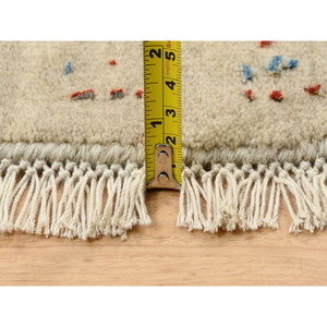 8'9"x8'9" Beige, The Sunset Rosettes, Wool And Pure Silk, Hand Knotted, Oriental, Round Rug FWR382752