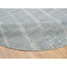 Load image into Gallery viewer, 12&#39;x12&#39; Gray, Wool And Plant Based Silk, Tone On Tone Transitional Erased Design, Jacquard Hand Loomed, Oriental, Round Rug FWR382758