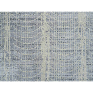 12'x12' Gray, Wool And Plant Based Silk, Tone On Tone Transitional Erased Design, Jacquard Hand Loomed, Oriental, Round Rug FWR382758