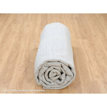Load image into Gallery viewer, 12&#39;x12&#39; Gray, Wool And Plant Based Silk, Tone On Tone Transitional Erased Design, Jacquard Hand Loomed, Oriental, Round Rug FWR382758