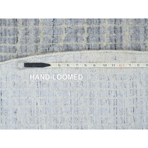 12'x12' Gray, Wool And Plant Based Silk, Tone On Tone Transitional Erased Design, Jacquard Hand Loomed, Oriental, Round Rug FWR382758