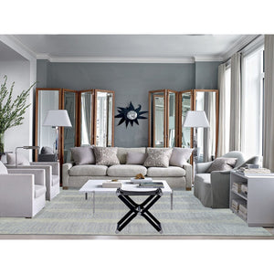 9'10"x14' Gray, Tone On Tone Transitional Erased Design, Jacquard Hand Loomed, Wool And Plant Based Silk, Oriental Rug FWR382764