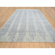 Load image into Gallery viewer, 9&#39;10&quot;x14&#39; Gray, Tone On Tone Transitional Erased Design, Jacquard Hand Loomed, Wool And Plant Based Silk, Oriental Rug FWR382764