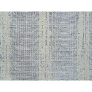 9'10"x14' Gray, Tone On Tone Transitional Erased Design, Jacquard Hand Loomed, Wool And Plant Based Silk, Oriental Rug FWR382764