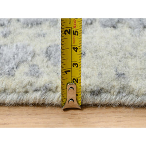 9'10"x14' Gray, Tone On Tone Transitional Erased Design, Jacquard Hand Loomed, Wool And Plant Based Silk, Oriental Rug FWR382764