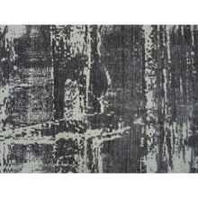 Load image into Gallery viewer, 12&#39;x15&#39; Charcoal Black, Tone On Tone, Modern Design, Jacquard Hand Loomed, Wool And Plant Based Silk, Oriental, Oversized, Rug FWR382818