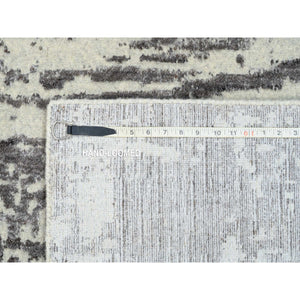 12'x15' Charcoal Black, Tone On Tone, Modern Design, Jacquard Hand Loomed, Wool and Plant Based Silk, Oriental, Oversized, Rug FWR382818