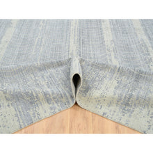 Load image into Gallery viewer, 12&#39;x15&#39;2&quot; Gray, Wool And Plant Based Silk, Tone On Tone Transitional Erased Design, Jacquard Hand Loomed, Oriental, Oversized Rug FWR382824