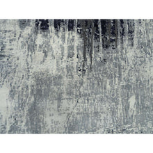 Load image into Gallery viewer, 10&#39;x10&#39; Black With Touches Of Ivory, Abstract Design, Wool And Silk, Hand Knotted, Oriental, Square, Rug FWR382848