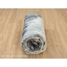 Load image into Gallery viewer, 10&#39;x10&#39; Black With Touches Of Ivory, Abstract Design, Wool And Silk, Hand Knotted, Oriental, Square, Rug FWR382848
