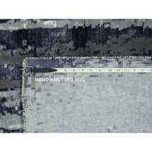 Load image into Gallery viewer, 10&#39;x10&#39; Black With Touches Of Ivory, Abstract Design, Wool And Silk, Hand Knotted, Oriental, Square, Rug FWR382848