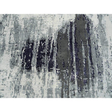 Load image into Gallery viewer, 12&#39;1&quot;x15&#39; Black with Touches of Ivory, Hand Knotted, Abstract Design, Wool and Silk, Oriental, Oversized, Rug FWR382854