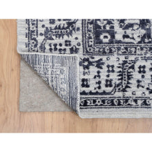 Load image into Gallery viewer, 8&#39;x10&#39; Charcoal Black, Wool And Plant Based Silk, Erased Serapi Heriz Design, Jacquard Hand Loomed, Oriental Rug FWR382860