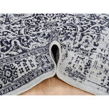 Load image into Gallery viewer, 8&#39;x10&#39; Charcoal Black, Wool and Plant Based Silk, Erased Serapi Heriz Design, Jacquard Hand Loomed, Oriental Rug FWR382860