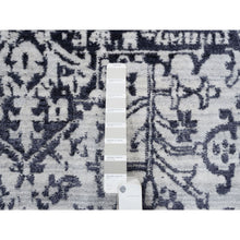 Load image into Gallery viewer, 8&#39;x10&#39; Charcoal Black, Wool And Plant Based Silk, Erased Serapi Heriz Design, Jacquard Hand Loomed, Oriental Rug FWR382860