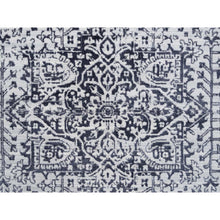 Load image into Gallery viewer, 8&#39;x10&#39; Charcoal Black, Wool And Plant Based Silk, Erased Serapi Heriz Design, Jacquard Hand Loomed, Oriental Rug FWR382860