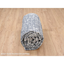 Load image into Gallery viewer, 8&#39;x10&#39; Charcoal Black, Wool And Plant Based Silk, Erased Serapi Heriz Design, Jacquard Hand Loomed, Oriental Rug FWR382860