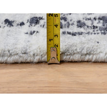 Load image into Gallery viewer, 8&#39;x10&#39; Charcoal Black, Wool And Plant Based Silk, Erased Serapi Heriz Design, Jacquard Hand Loomed, Oriental Rug FWR382860