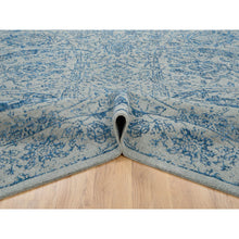 Load image into Gallery viewer, 12&#39;x12&#39; Gray, Fine Jacquard Hand Loomed, Sickle Leaf Design, Wool and Plant Based Silk, Oriental, Square Rug FWR382932