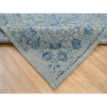 Load image into Gallery viewer, 12&#39;x12&#39; Gray, Fine Jacquard Hand Loomed, Sickle Leaf Design, Wool and Plant Based Silk, Oriental, Square Rug FWR382932