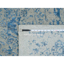 Load image into Gallery viewer, 12&#39;x12&#39; Gray, Fine Jacquard Hand Loomed, Sickle Leaf Design, Wool and Plant Based Silk, Oriental, Square Rug FWR382932