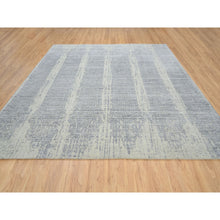 Load image into Gallery viewer, 10&#39;2&quot;x10&#39;2&quot; Gray, Tone On Tone Transitional Erased Design, Jacquard Hand Loomed, Wool And Plant Based Silk, Oriental, Square Rug FWR382944