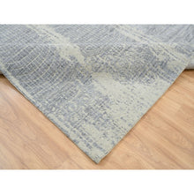 Load image into Gallery viewer, 10&#39;2&quot;x10&#39;2&quot; Gray, Tone On Tone Transitional Erased Design, Jacquard Hand Loomed, Wool And Plant Based Silk, Oriental, Square Rug FWR382944