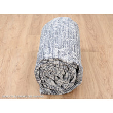 Load image into Gallery viewer, 8&#39;10&quot;x11&#39;10&quot; Charcoal Black, Erased Serapi Heriz Design, Jacquard Hand Loomed, Wool and Plant Based Silk, Oriental Rug FWR382962
