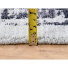 Load image into Gallery viewer, 8&#39;10&quot;x11&#39;10&quot; Charcoal Black, Erased Serapi Heriz Design, Jacquard Hand Loomed, Wool and Plant Based Silk, Oriental Rug FWR382962