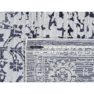 8'10"x11'10" Charcoal Black, Erased Serapi Heriz Design, Jacquard Hand Loomed, Wool And Plant Based Silk, Oriental Rug FWR382962