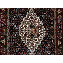 Load image into Gallery viewer, 2&#39;5&quot;x16&#39;10&quot; Rich Black Tabriz Mahi With Fish Medallion Design, 175 Kpsi, Hand Knotted, Wool Oriental Xl Runner Rug FWR383034