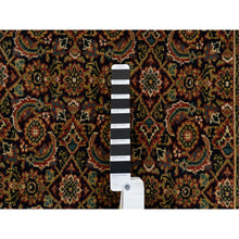 Load image into Gallery viewer, 5&#39;9&quot;x5&#39;9&quot;  Pitch Black, Herati With All Over Fish Design, Hand Knotted, Wool 175 Kpsi, Dense Weave, Oriental Square Rug FWR383058