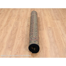 Load image into Gallery viewer, 5&#39;9&quot;x5&#39;9&quot; Pitch Black, Herati with All Over Fish Design, Hand Knotted, Wool 175 KPSI, Dense Weave, Oriental Square Rug FWR383058
