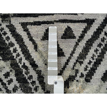Load image into Gallery viewer, 9&#39;1&quot;x12&#39; Gray, Supple Collection Erased Ethnic Geometric Design, Pure Wool Thick And Plush Hand Knotted, Oriental Rug FWR383250