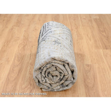 Load image into Gallery viewer, 9&#39;1&quot;x12&#39; Gray, Supple Collection Erased Ethnic Geometric Design, Pure Wool Thick And Plush Hand Knotted, Oriental Rug FWR383250