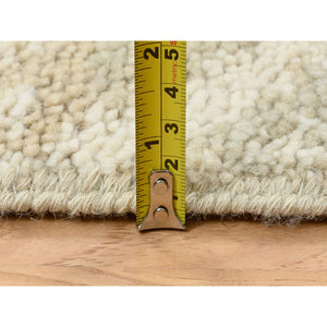 9'1"x12' Gray, Supple Collection Erased Ethnic Geometric Design, Pure Wool Thick And Plush Hand Knotted, Oriental Rug FWR383250