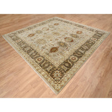 Load image into Gallery viewer, 10&#39;2&quot;x10&#39;2&quot; Light Gray, Soft Wool Hand Knotted, Karajeh Design With Tribal Medallions, Square Oriental Rug FWR383256