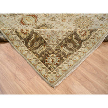 Load image into Gallery viewer, 10&#39;2&quot;x10&#39;2&quot; Light Gray, Soft Wool Hand Knotted, Karajeh Design With Tribal Medallions, Square Oriental Rug FWR383256